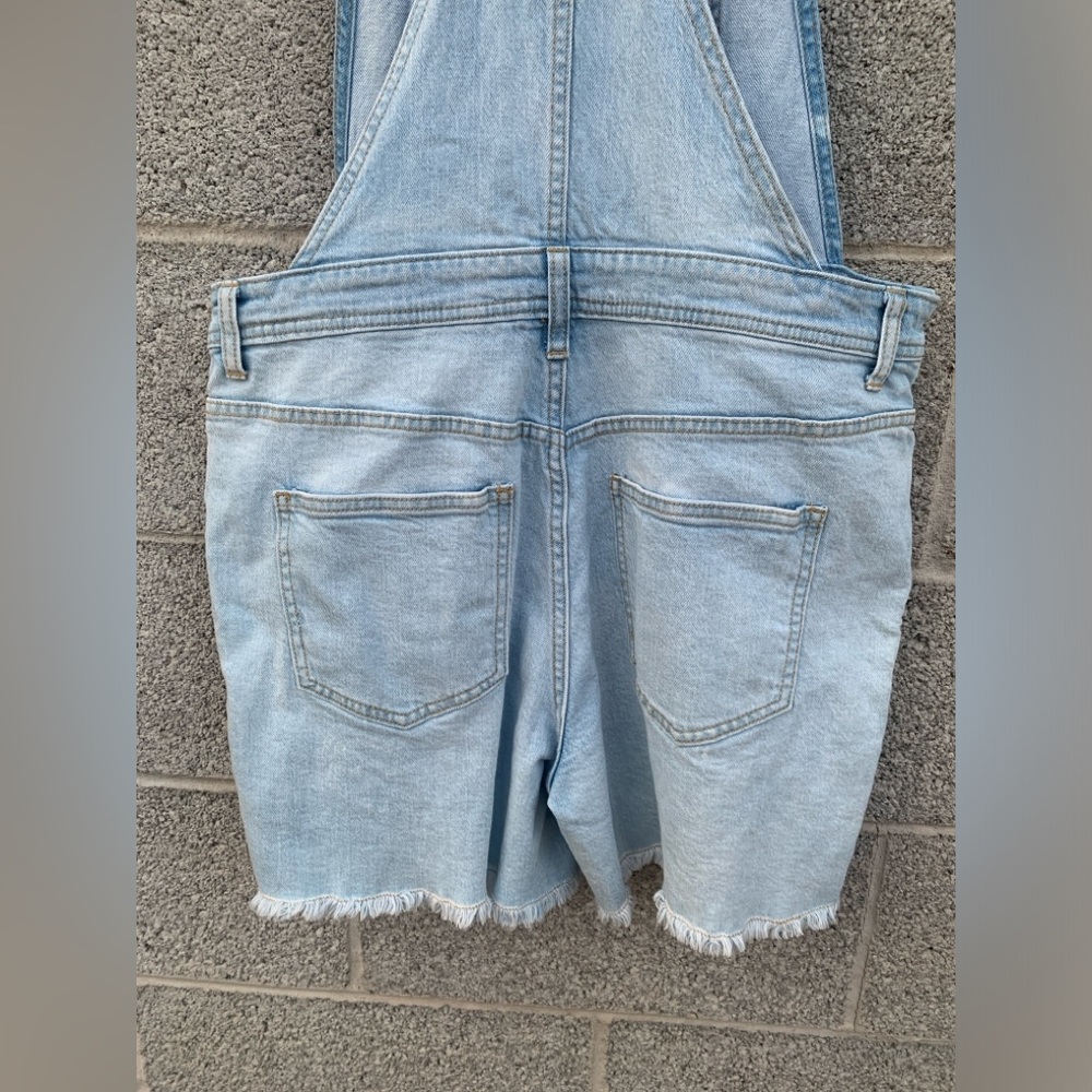 Pride Shortalls Target Denim Rainbow Stripes Light Wash Raw Hem Adult Medium - Picture 5 of 11